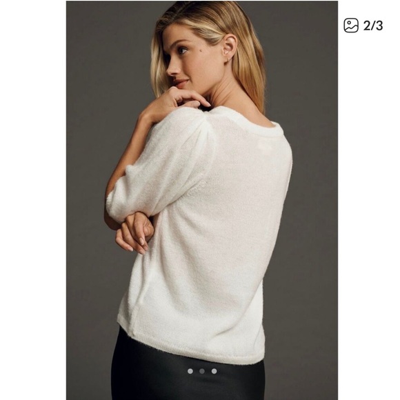 Maeve Anthropologie Puff Heart Sweater Tee Short Sleeve NEW - Picture 3 of 10